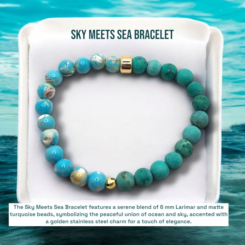 Turquoise Beaded Bracelet with Gold Accent
